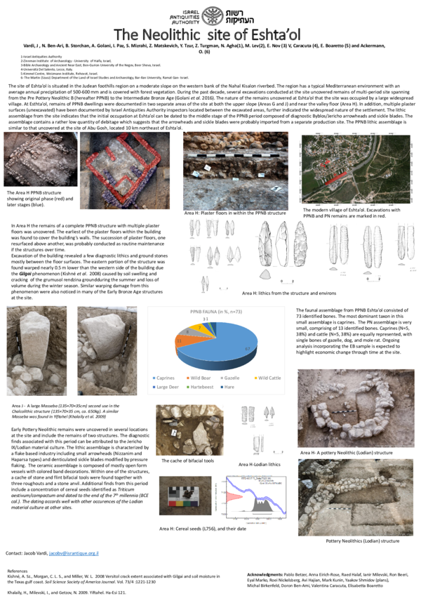 (PDF) Poster The Neolithic site of Eshta'ol Jacob Vardi, maayan lev
