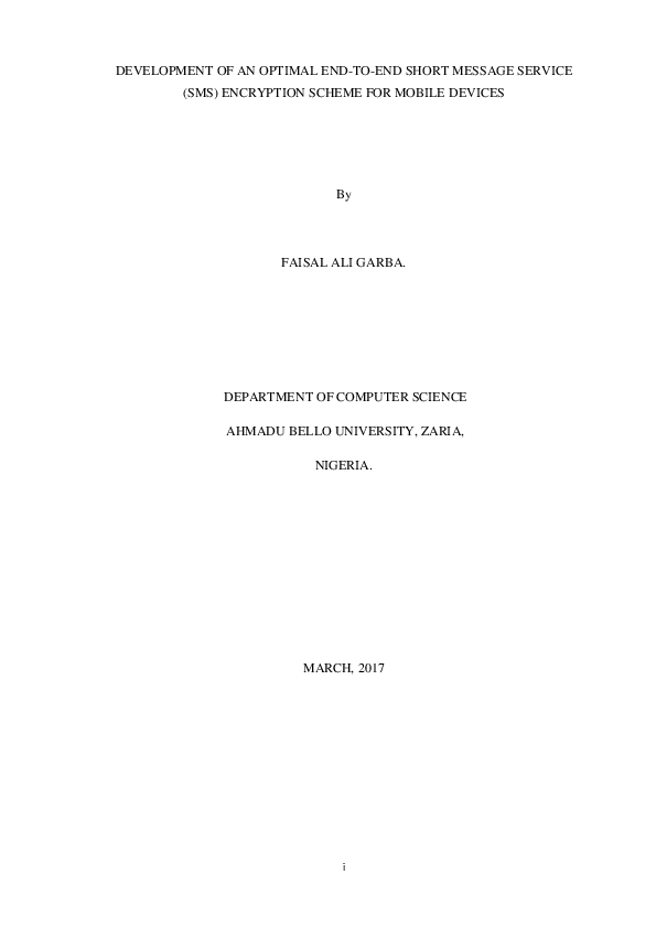 (PDF) DEVELOPMENT OF AN OPTIMAL END-TO-END SHORT MESSAGE SERVICE (SMS ...
