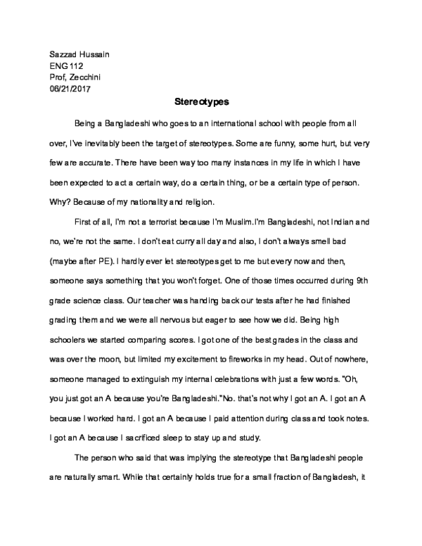 (PDF) Stereotype Final essay