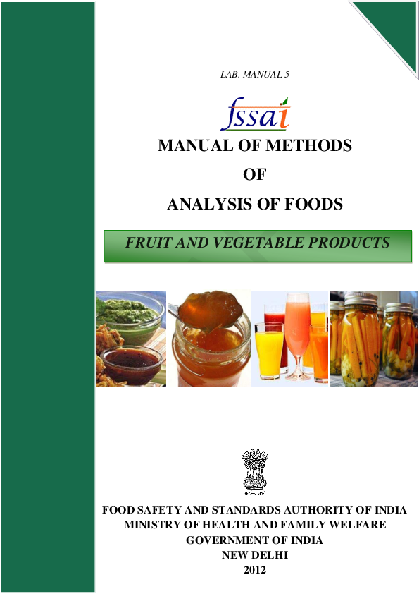 (PDF) MANUAL OF METHODS OF ANALYSIS OF FOODS FOOD SAFETY AND STANDARDS