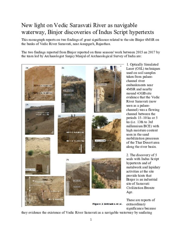 (PDF) New light on Vedic Sarasvati River as navigable waterway, Binjor ...