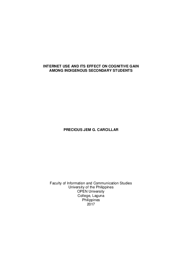(PDF) Internet Use and Its Effect on Cognitive Gain among Indigenous ...