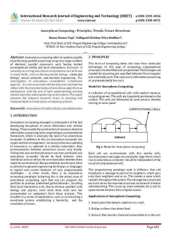 (PDF) Amorphous Computing : Principles, Trends, Future Directions