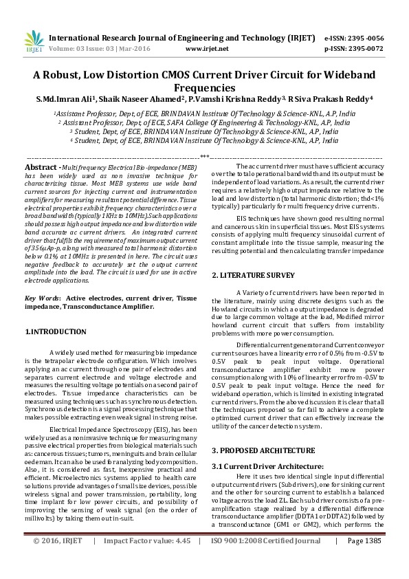 (PDF) A Robust, Low Distortion CMOS Current Driver Circuit for Wideband ...