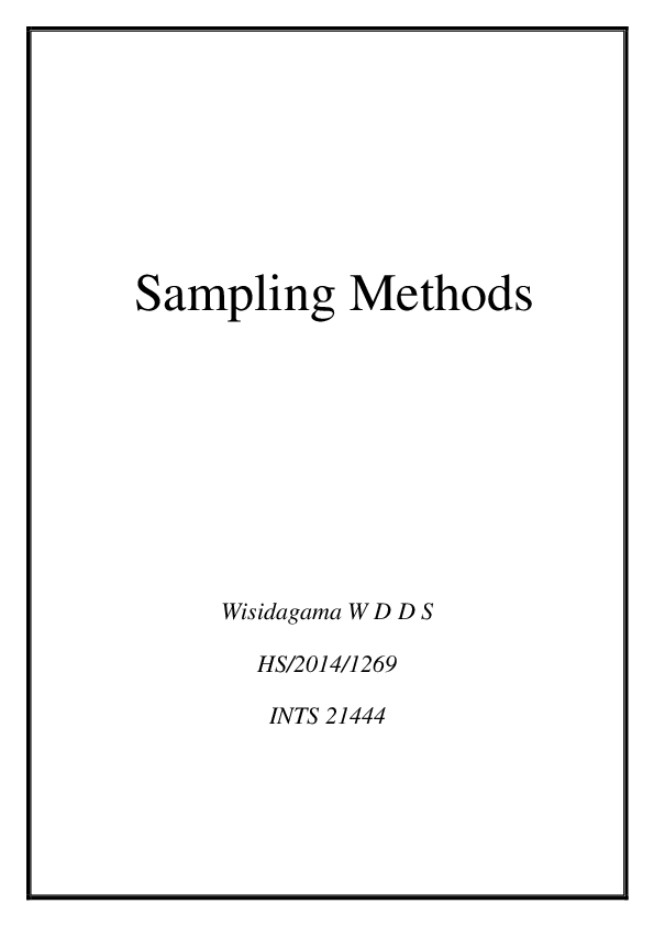 Pdf Sampling Methods