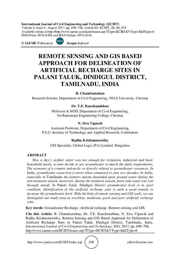 (PDF) REMOTE SENSING AND GIS BASED APPROACH FOR DELINEATION OF ...