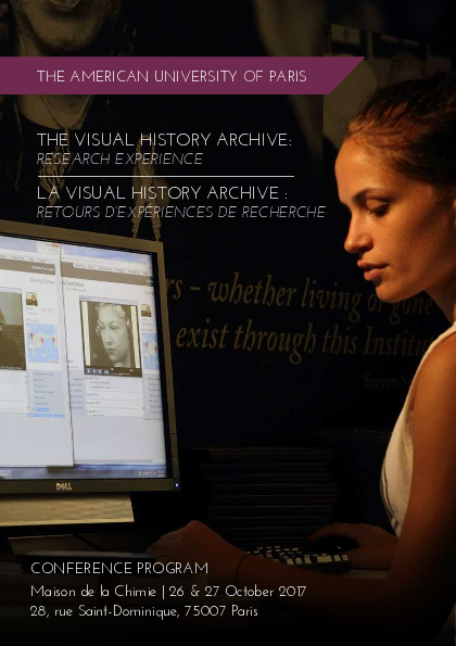 (PDF) THE VISUAL HISTORY ARCHIVE, RESEARCH EXPERIENCE, OCTOBER 26-27, 2017