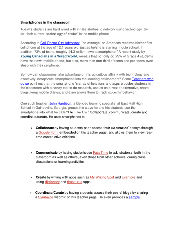 (DOC) Smartphones in the classroom