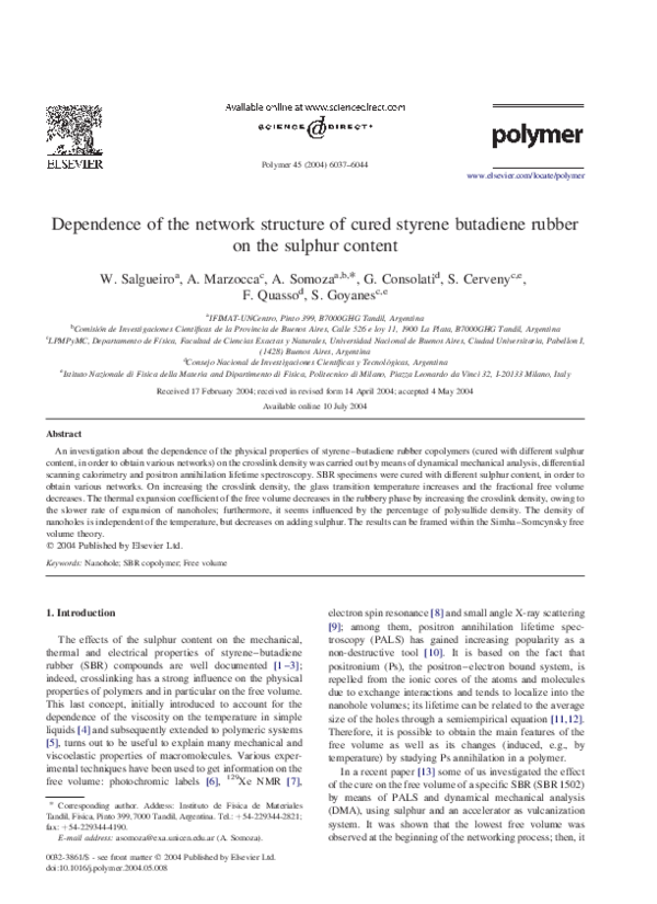 (PDF) Dependence of the network structure of cured styrene butadiene ...