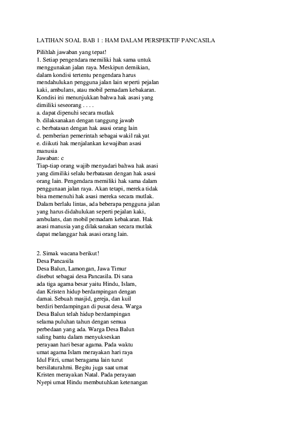 Doc Latihan Soal Bab 1 Pkn Gusti Herdiah Academia Edu