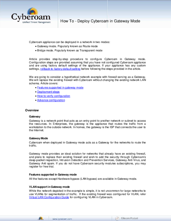 (PDF) How To Deploy Cyberoam in Gateway Mode