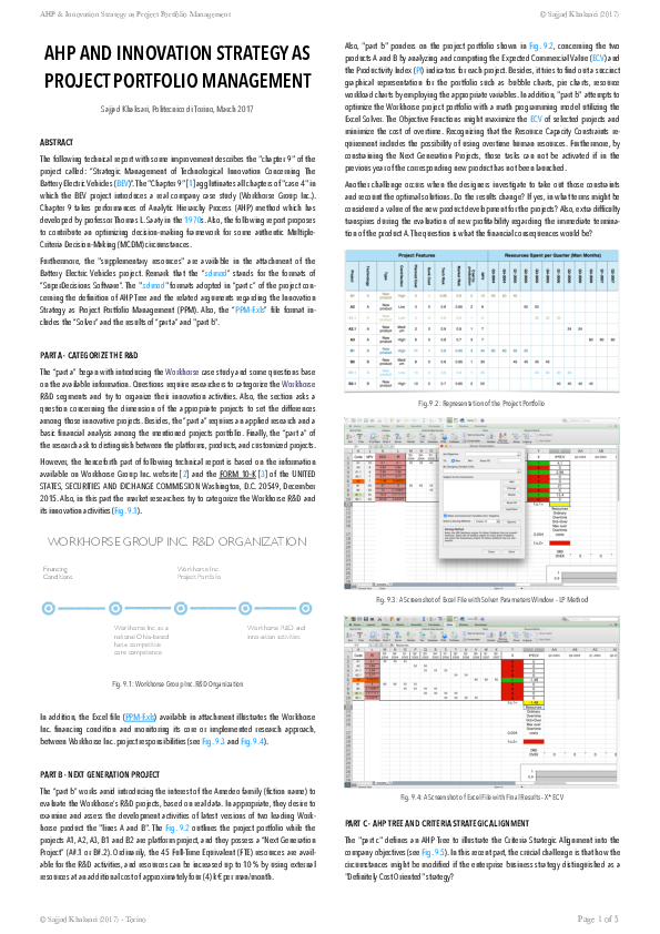 (PDF) AHP AND INNOVATION STRATEGY AS PROJECT PORTFOLIO MANAGEMENT