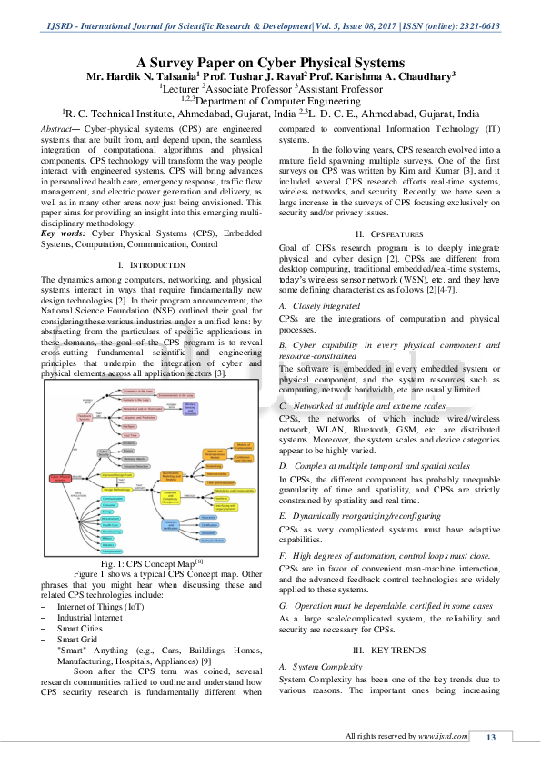 (PDF) A Survey Paper on Cyber Physical Systems
