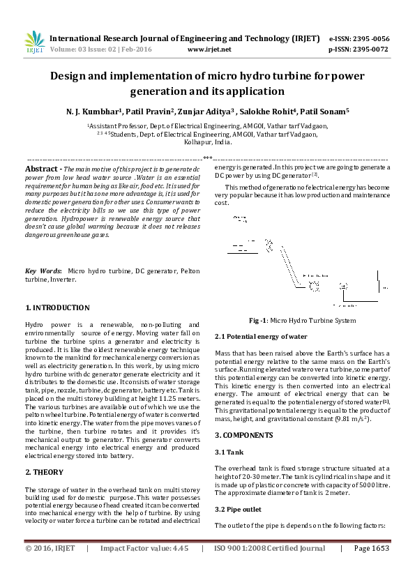 Working principle of water turbine picture