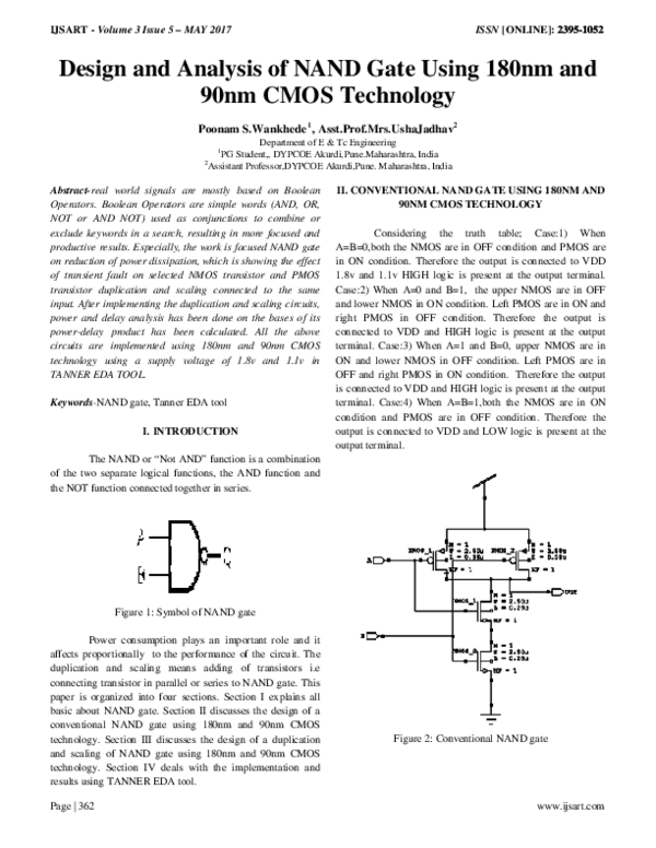(PDF) Design and Analysis of NAND Gate Using 180nm and 90nm CMOS