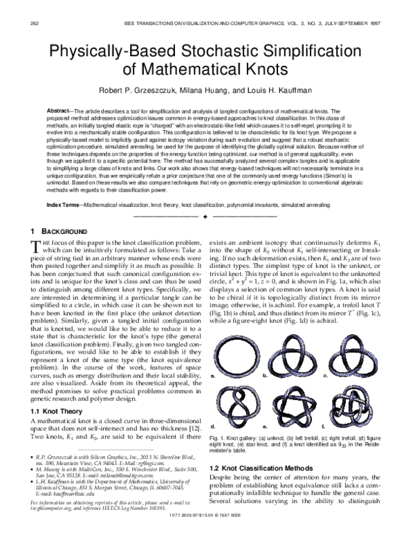 PDF) Physically-based stochastic simplification of mathematical knots