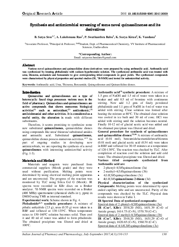 (PDF) Synthesis and antimicrobial screening of some novel ...