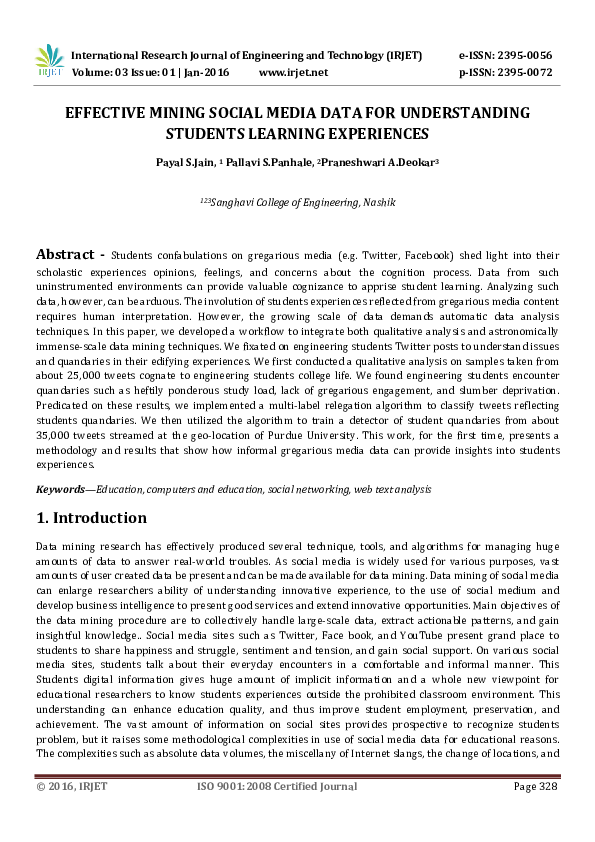 (PDF) EFFECTIVE MINING SOCIAL MEDIA DATA FOR UNDERSTANDING STUDENTS ...