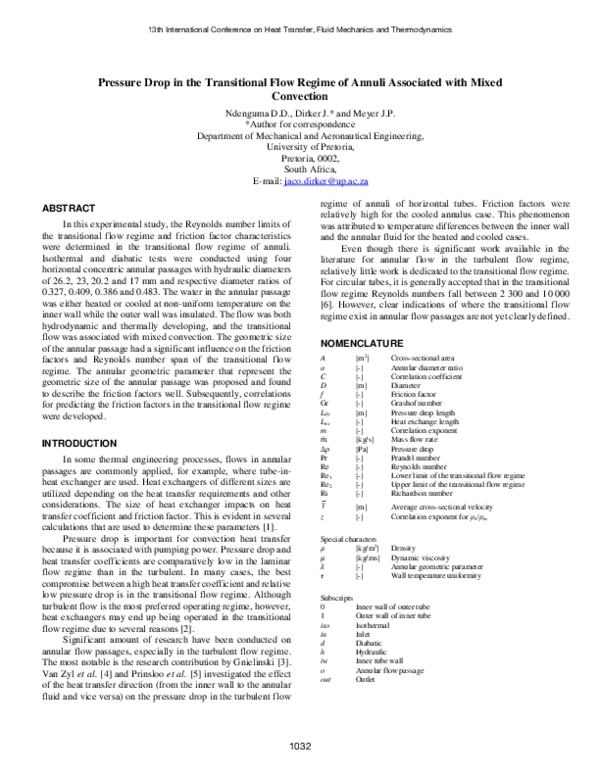 (PDF) Pressure Drop in the Transitional Flow Regime of Annuli ...