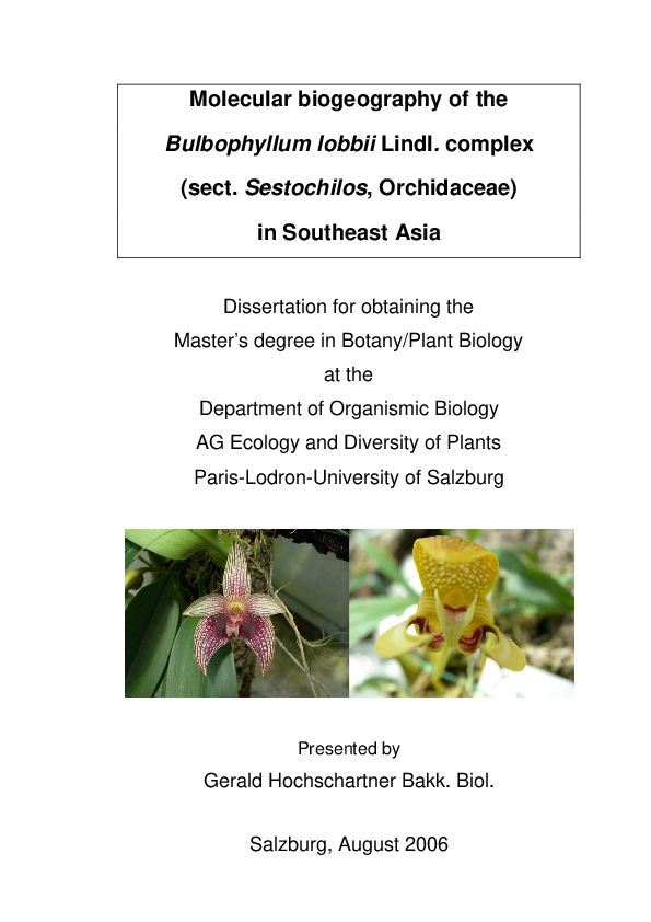 (PDF) Molecular biogeography of the Bulbophyllum lobbii Lindl. complex ...