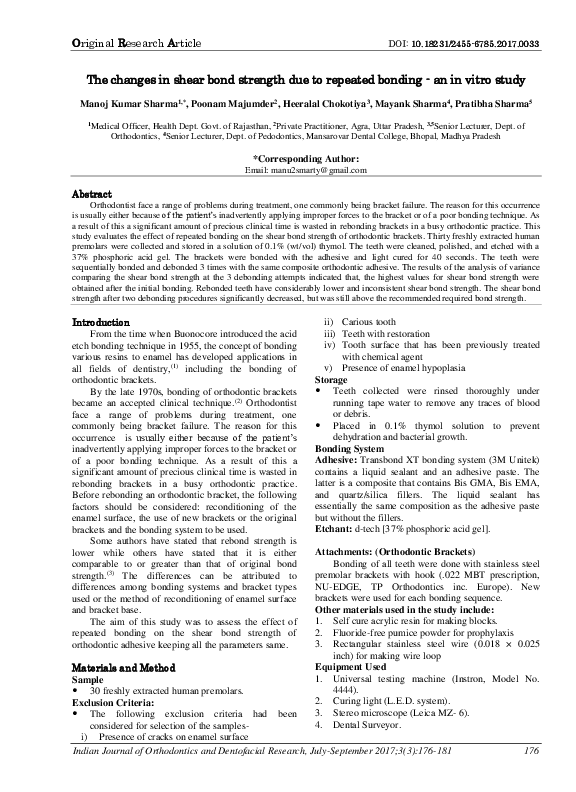 (PDF) The changes in shear bond strength due to repeated bonding -an in ...