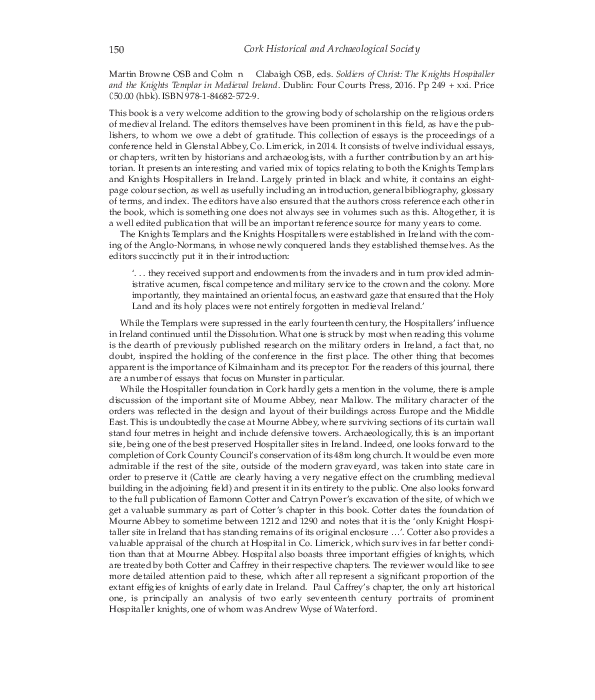 (PDF) Review of 'Soldiers of Chrst The Knights Hospitaller and Knights