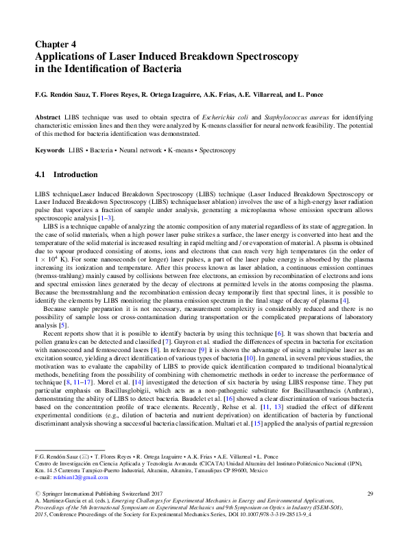 (PDF) Applications of Laser Induced Breakdown Spectroscopy in the ...