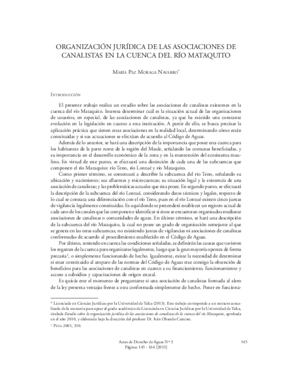  PDF Organizaci n Jur dica De Las Asociaciones De Canalistas En La 