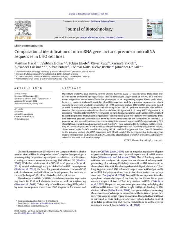 (PDF) Computational identification of microRNA gene loci and precursor ...