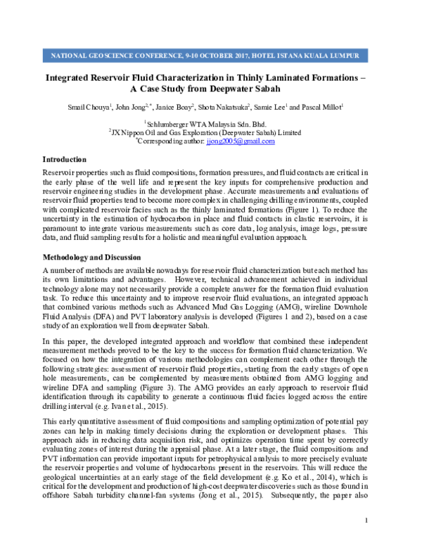 (PDF) Integrated Reservoir Fluid Characterization in Thinly Laminated Formations A Case Study