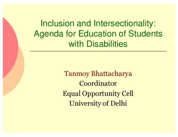 (PDF) Inclusion and Intersectionality: Agenda for Education of Students ...