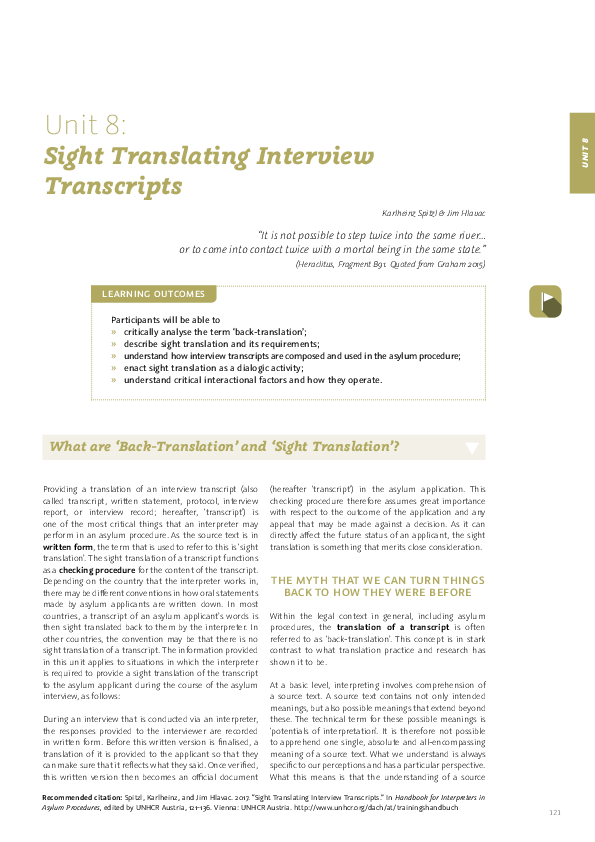 (PDF) Sight Translating Interview Transcripts - Handbook for ...
