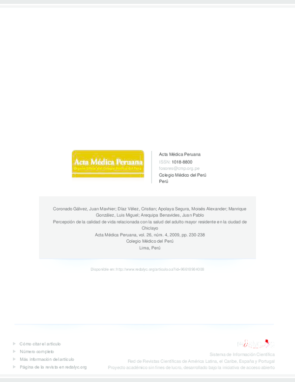  PDF Percepci n De La Calidad De Vida Relacionada Con La Salud Del 
