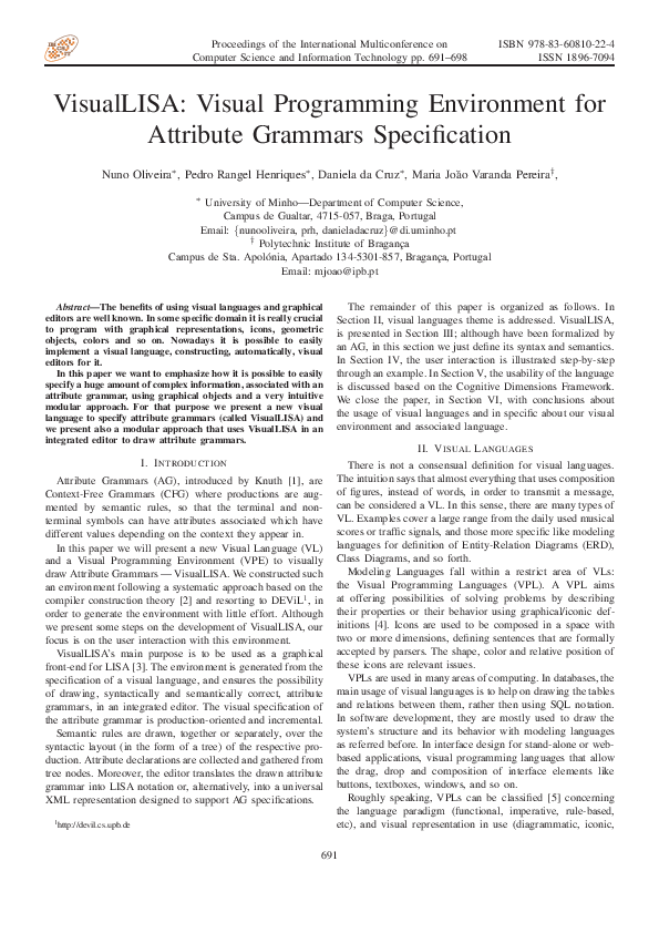 (PDF) VisualLISA: Visual Programming Environment for Attribute Grammars ...