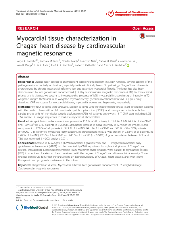 (PDF) Myocardial tissue characterization in Chagas' heart disease by ...