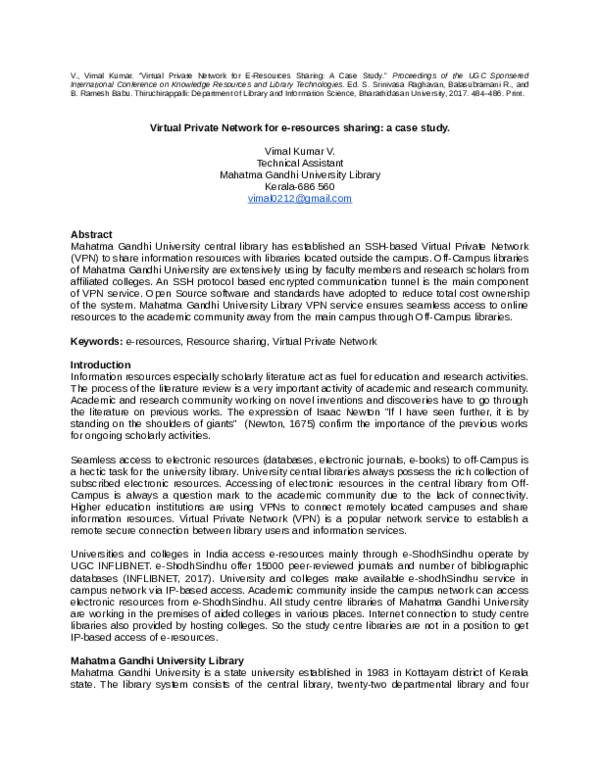 (PDF) Virtual Private Network for e-resources sharing: a case study