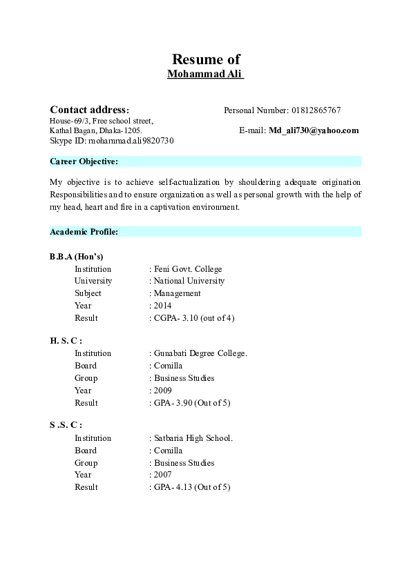 (DOC) Resume of | mohammad ali ali - Academia.edu