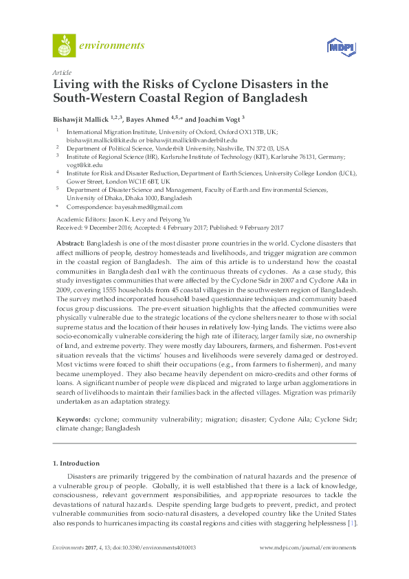 (PDF) Living with the Risks of Cyclone Disasters in the South-Western ...