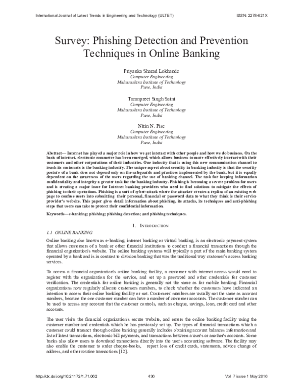 Photo inspiration: Pdf Survey Phishing Detection And Prevention Techniques In Online Banking Photo Inspiration