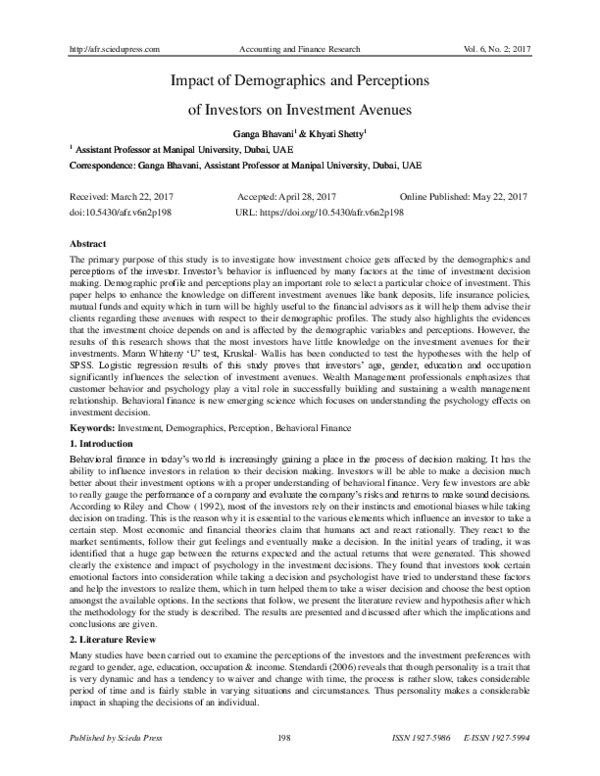 (PDF) Impact of Demographics and Perceptions of Investors on Investment ...