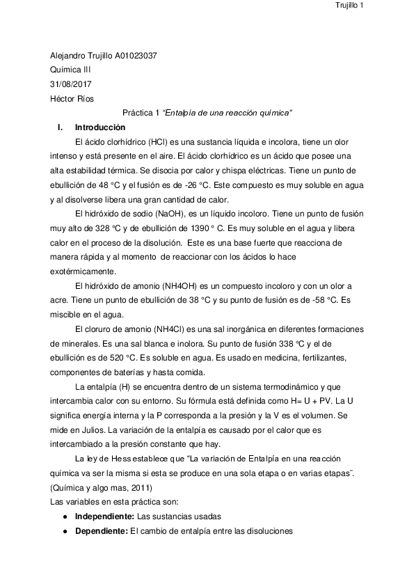 First page of “Practica I QIII”