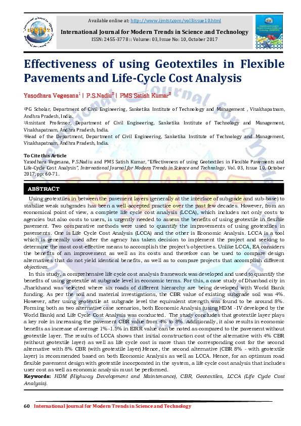 (PDF) Effectiveness of using Geotextiles in Flexible Pavements and Life ...