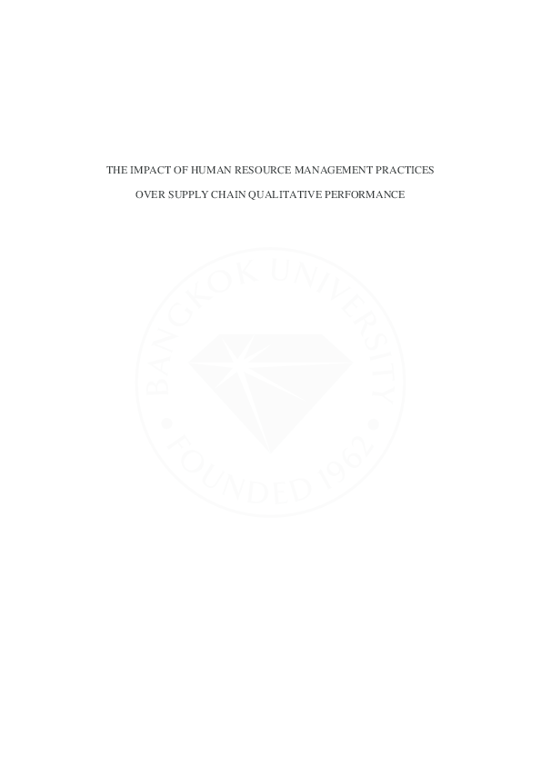(PDF) THE IMPACT OF HUMAN RESOURCE MANAGEMENT PRACTICES OVER SUPPLY ...