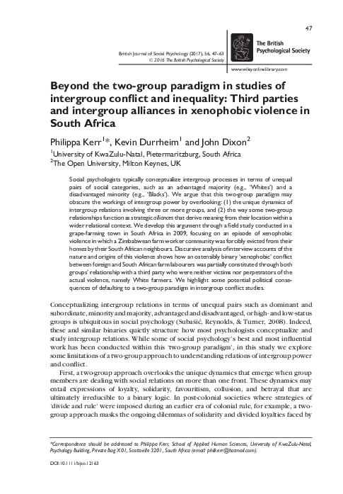 (PDF) Beyond the two-group paradigm in studies of intergroup conflict ...