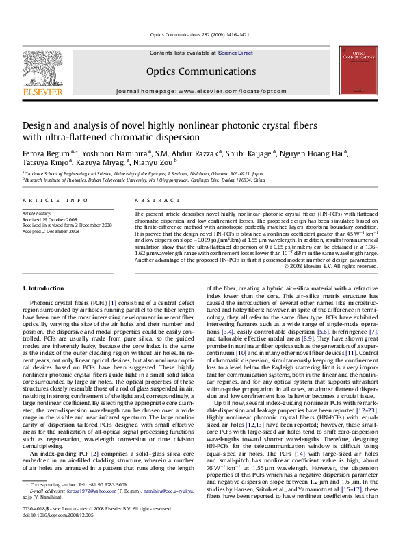 (PDF) Design and analysis of novel highly nonlinear photonic crystal ...