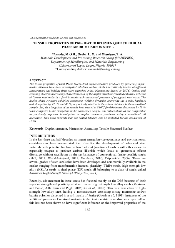 (PDF) TENSILE PROPERTIES OF PRE-HEATED BITUMEN QUENCHED DUAL PHASE ...