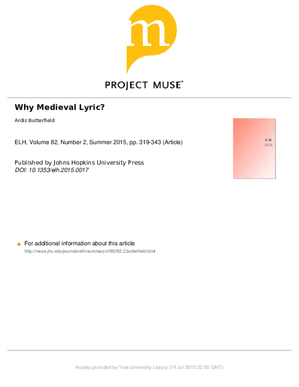 Pdf Why Medieval Lyric Ardis Butterfield Academia Edu why medieval lyric ardis butterfield