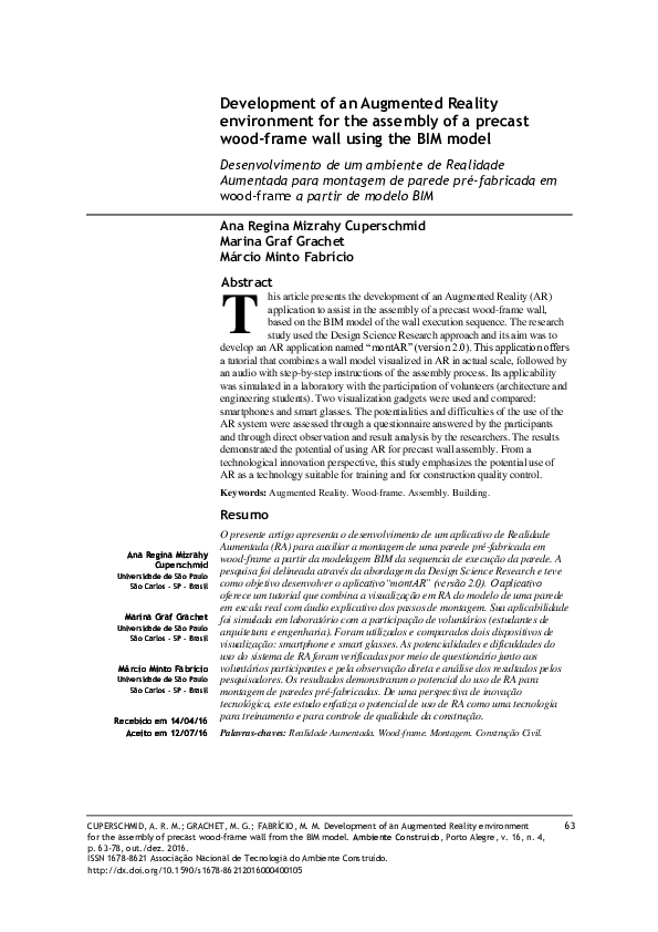 (PDF) Development of an Augmented Reality environment for the assembly ...