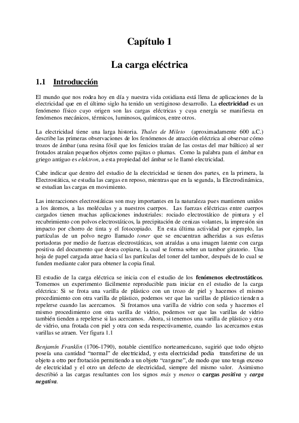 (PDF) Capítulo 1 La carga eléctrica 1.1 Introducción Emilie Cordova