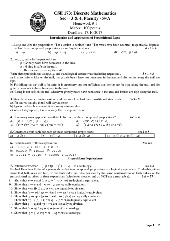 Application Of Propositional Logic